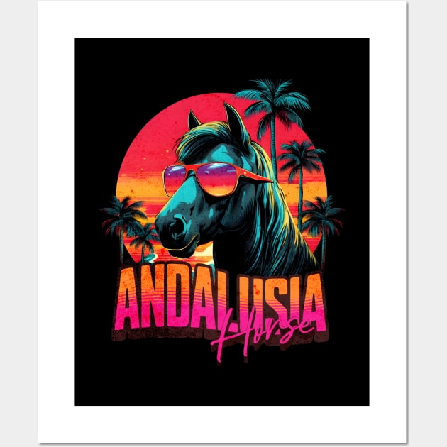 Retro Wave Andalusia Horse Miami Wall Art by Miami Neon Designs